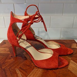 Red Suede Nine West Heels, 7.5